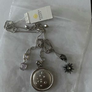 February Aquarius Charm Necklace set in Silver